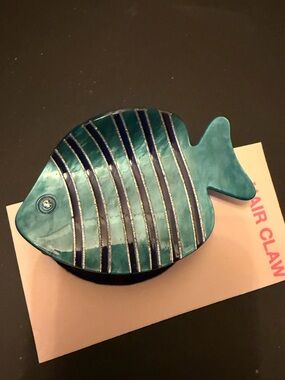 Fish hair clips with fish - Teal and mini hair clips